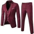 Miniatyrbild 2 av 4: Herr 3-delad Slim Fit Kostym Set Enknapps Solid Jacka Väst Byxor Business Set-yky Black L