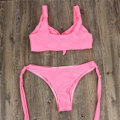 Miniatyrbild 3 av 5: Sexig bikinibaddräkt för kvinnor med print knytknut framre stringtrosa nederdel badkläder set pink L
