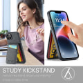 Miniatyrbild 5 av 5: FIERRE SHANN Korthållare Phone case för iPhone 13 RFID Blocking PU Läder+TPU Kickstand Cover Black