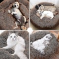 Miniatyrbild 1 av 2: Tvättbar Lugnande Bekväm Donut Style Plysch Katt- eller Hundsäng brown S