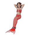 Miniatyrbild 1 av 2: Barn Flickor Mermaid Tail Bikini Set Baddräkt Badkläder Simdräkt Red 6-7 Years