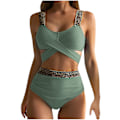 Miniatyrbild 2 av 5: Baddräkt för kvinnor Hög midja baddräkter för kvinnor kvinnors nya mode delad baddräkt Sexig Casual Bikini Baddräkt Baddräkter Green M