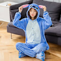 Miniatyrbild 3 av 4: Stitch Vuxna Djur Onesies Vinter Kvinnor Pyjamas Jumpsuit Män Par Kostym Cosplay Flanell Tecknad nattkläder Pyjamas Hemkläder Blue Stitch 4T Height 90*100CM