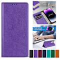 Miniatyrbild 1 av 5: Case för Iphone 15 med Rfid-blockering, stativ Pu-läder skyddande case Stötsäkert skyddande phone case Purple For iPhone 15 Pro Max or Ultra