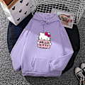 Miniatyrbild 1 av 5: Tecknad Sanrio Hello-kitty Söt huvtröja för kvinnor Koreanska flickor Modetröja Vår och höst Modell Kläder Casual Långärmad L Purple