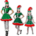 Miniatyrbild 1 av 4: Jultomtekostym Familj Vuxen Barn Fancy Dress Santa Helper Outfits_y one size Women