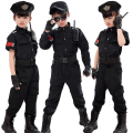 Miniatyrbild 2 av 5: Barn Trafik Special Polis Halloween Karneval Fest Performance Polis Uniform Barn Army Pojkar Cosplay Kostymer 110-160 cm 3pcs set Height 140cm
