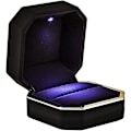 Miniatyrbild 2 av 4: Ring Box Case Med Led Ljus Fyrkantig Svart Smycken Display Presentask För Förslag Förlovning Bröllop null none