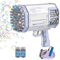 Miniatyrbild 1 av 5: Bubbelmaskin utomhus, 69 hål bubbelpistol för bröllopsfest, födelsedagspresent, badbubbelmaskin sommarleksak, elektrisk LED-ljus bubbelpistol null none