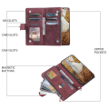 Miniatyrbild 5 av 5: Grid Texture Zipper Case för iPhone 15 Dark red