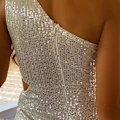 Miniatyrbild 4 av 4: Kampanj 2023 Lång Sequin Split Aftonklänning, En Axelsequin Split Klänning, Bal Klänning, Festklänning(XS-L) Navy XS