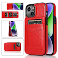 Miniatyrbild 1 av 5: Telefon Kickstand Case För Iphone 14 Plus, Korthållare Pu Läder + Tpu Cover Red