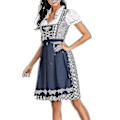 Miniatyrbild 2 av 5: Ny dam Dirndl bayersk damtraditionell klänning öl flicka klänning blus förkläde Gray Blue S