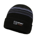 Miniatyrbild 1 av 5: Stripes Ull Stickad Slouchy Beanie Hat Fast Rebound Tyg Vinter Hattar Perfekt semesterpresent till pappa pojkvän Gray
