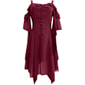 Miniatyrbild 3 av 5: Renaissance Faire Costume Kvinnor Sexig Off Shoulder Fairy Dress Plus Size Goth Steampunk Dress Halloween Gothic Dress Wine Large