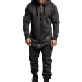 Miniatyrbild 1 av 3: Men Onesie Allt i ett Hoodie Zip Jumpsuit Winter Casual Hooded Romper Playsuit Dark Grey L