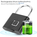 Miniatyrbild 4 av 5: Fingeravtryck Smart hänglås, nyckellöst mini elektroniskt hänglås, bärbart USB smart lås, hänglås bygel Smart lås, elektroniskt hänglås Dörrlås null none