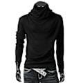 Miniatyrbild 1 av 2: Män Solid Turtle Neck Långärmad Casual Vinter Höst Comfy Loose Pullover Tops Black M