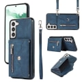 Miniatyrbild 1 av 5: För Samsung Galaxy S22 5g phone case Kickstand Rfid Blockerande kortväska Pu Läder+tpu cover Blue