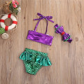 Miniatyrbild 2 av 2: Toddler Baby Flickor Barn Sjöjungfru Bikini Set Sommar Beach Badkläder Baddräkt Baddräkt Bikini Kostym 12 to 24 Months