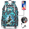 Miniatyrbild 2 av 4: Zelda Breath Of The Wild Eye Game USB ryggsäck - Cosplay skolväska för Botw-fans - Unisex bärbar väska för resor och spel, perfekt för stud 9