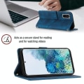 Miniatyrbild 4 av 5: För Samsung Galaxy S20 Phone case i präglat läder med hudkänsla (blå) null none