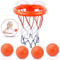 Miniatyrbild 1 av 4: Badleksaker, badkar basketbåge för småbarn Barn, pojkar och flickor med 4 mjuka bollar set & stark sugkopp, badkar skjutspel & kul null none