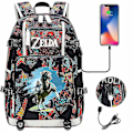 Miniatyrbild 1 av 4: Zelda Breath Of The Wild Eye Game USB ryggsäck - Cosplay skolväska för Botw-fans - Unisex bärbar väska för resor och spel, perfekt för stud 9