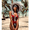 Miniatyrbild 5 av 5: Barn Flickor Mermaid Tail Bikini Set Badkläder Baddräkt Simdräkt Hög kvalitet Red 110