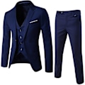 Miniatyrbild 3 av 4: Herr 3-delad Slim Fit Kostym Set Enknapps Solid Jacka Väst Byxor Business Set-yky Red M