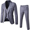 Miniatyrbild 4 av 4: Herr 3-delad Slim Fit Kostym Set Enknapps Solid Jacka Väst Byxor Business Set-yky Red M