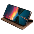 Miniatyrbild 3 av 5: För Xiaomi 13 Ultra Rfid Blocking Phone Case Pu Läderställ Cover Brown