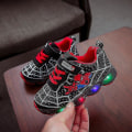 Miniatyrbild 1 av 3: Barn Sportskor Spiderman Lighted Sneakers Barn Led Luminous Skor För Pojkar Black 25