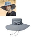 Miniatyrbild 4 av 4: Fiskehatt Andas bomull Polyester Stor brättad solhatt för män Sommar bergsklättring Light Grey