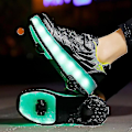 Miniatyrbild 1 av 5: Barn Hjulskor Rullskridskor Skor 2 Hjul Barn Deform Sneakers Utomhus Sport Deformation Parkour Runaway Pojke Flicka Ungdom Present Dark green 37