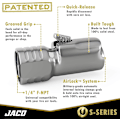 Miniatyrbild 2 av 6: JACO Lightning S-serien däckluftchuck - 1/4&#34; F-NPT | Open Flow (2-pack)