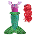 Miniatyrbild 1 av 3: Disney Little Mermaid Ariel Prinsessdräkt Barnklänning För tjejer Cosplay Barn Karneval Födelsedagsfest Kläder Sjöjungfruklänning V 7-8T(size 140) 2pcs Mermaid Set