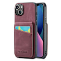 Miniatyrbild 1 av 5: FIERRE SHANN Korthållare Phone case för iPhone 13 RFID Blocking PU Läder+TPU Kickstand Cover Red