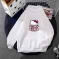 Miniatyrbild 1 av 5: Tecknad Sanrio Hello-kitty Söt huvtröja för kvinnor Koreanska flickor Modetröja Vår och höst Modell Kläder Casual Långärmad L White