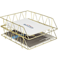 Miniatyrbild 1 av 5: Stapelbar brevfack, 2-lagers metallpappersfack för skrivbord, slitstark organizer null none