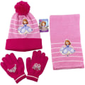 Miniatyrbild 1 av 4: 3-8 år Barn Flickor Frozen Elsa Anna Minnie Printed Vinterstickad Mössa Halsduk Handskar Set C