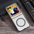 Miniatyrbild 3 av 5: För Motorola Razr 40 5G magnetiskt phone case PU-läder+PC-hårt cover kompatibelt med Magsafe White