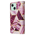 Miniatyrbild 3 av 5: Marble Bronzing Läder Phone case för iPhone 15 Purple