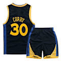 Miniatyrbild 1 av 2: Kids Unisex Basket Training Suit Kits Väst Skjorta + Shorts Sets_s 30 Black warriors XL(150CM-160CM)
