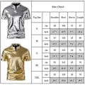 Miniatyrbild 4 av 4: Herr V-ringad Sparkle Kortärmade Glänsande Pikétröjor 70-tal 80-tal Disco Party Casual T-shirts T-tröjor Silver L