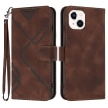 Miniatyrbild 1 av 5: Line Pattern PU case för iPhone 15 Plus Brown