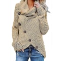 Miniatyrbild 1 av 5: Vinter Lös Turtleneck Tröja Långärmad Knapp Casual Pullover För Kvinnor Khaki M