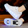 Miniatyrbild 1 av 5: Kid Wheels Shoes Roller Skate Shoes 2 Wheels Child Deform Sneakers Outdoor Sport Deformation Parkour Runaway Boy Girl Youth Gift White grey 30