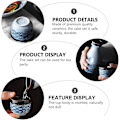 Miniatyrbild 5 av 5: Japansk Sake Cup Set 4 st 35ml Sake Cups+ 1 st 180ml Sake Pot Set Keramiska vinglas null none