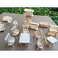 Miniatyrbild 2 av 5: Dockhusmöbler - Laserslipad trä 3d-pussel gör-det-själv-miniatyr dockhus- set Husmöbelset - 1 set (34 delar) Trä null none